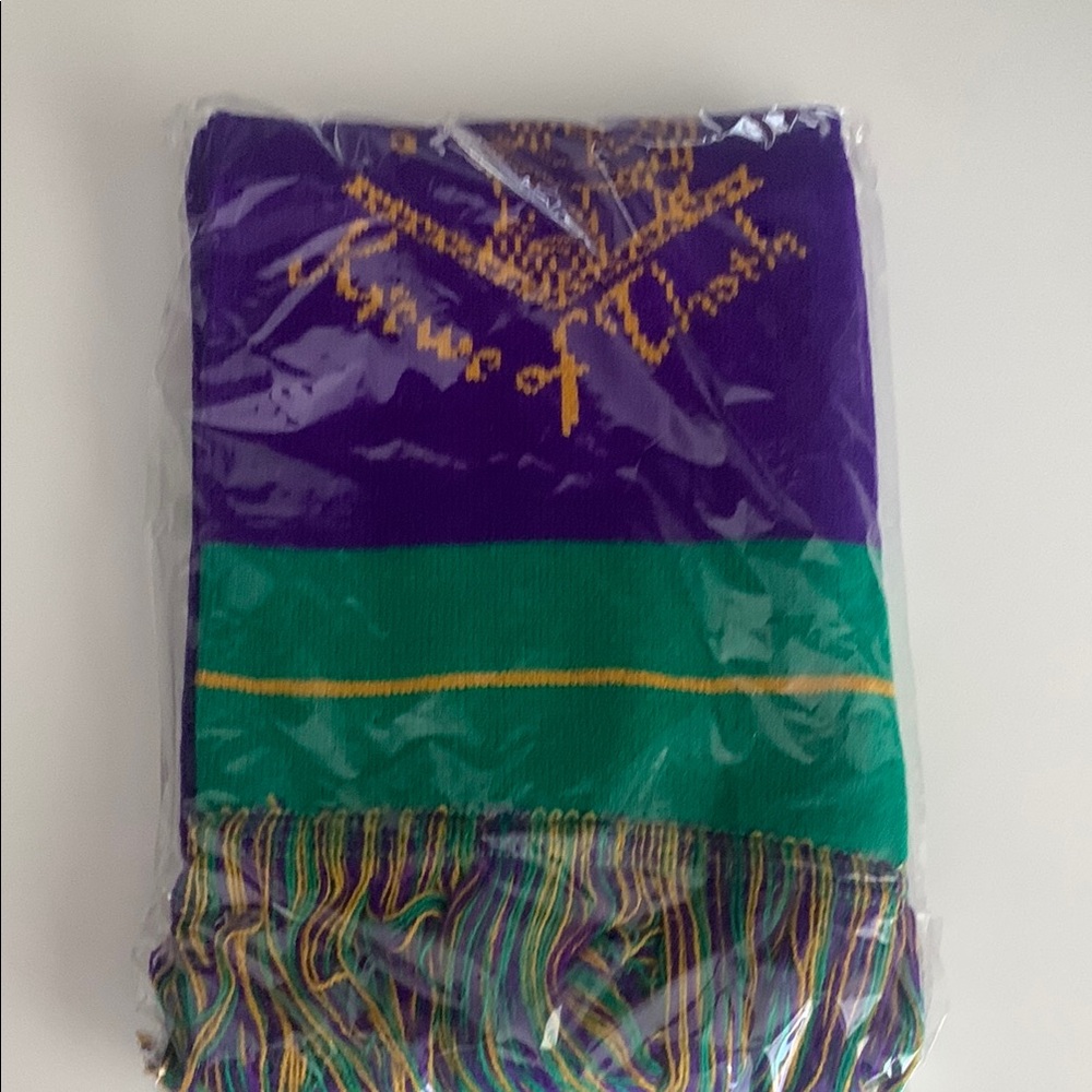 Mardi Gras Purple and Green Scarf with Fringe
